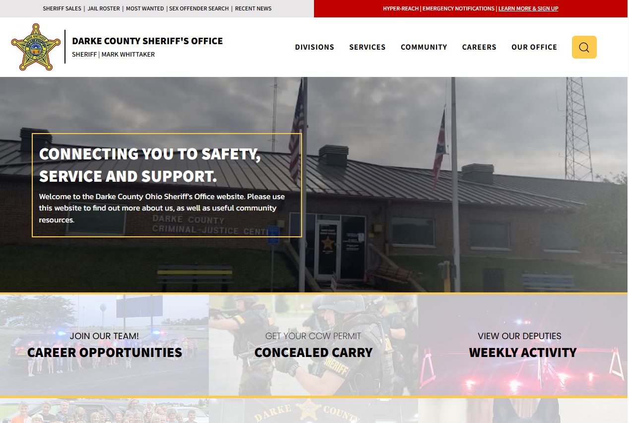 Darke County Sheriff's Office website screenshot