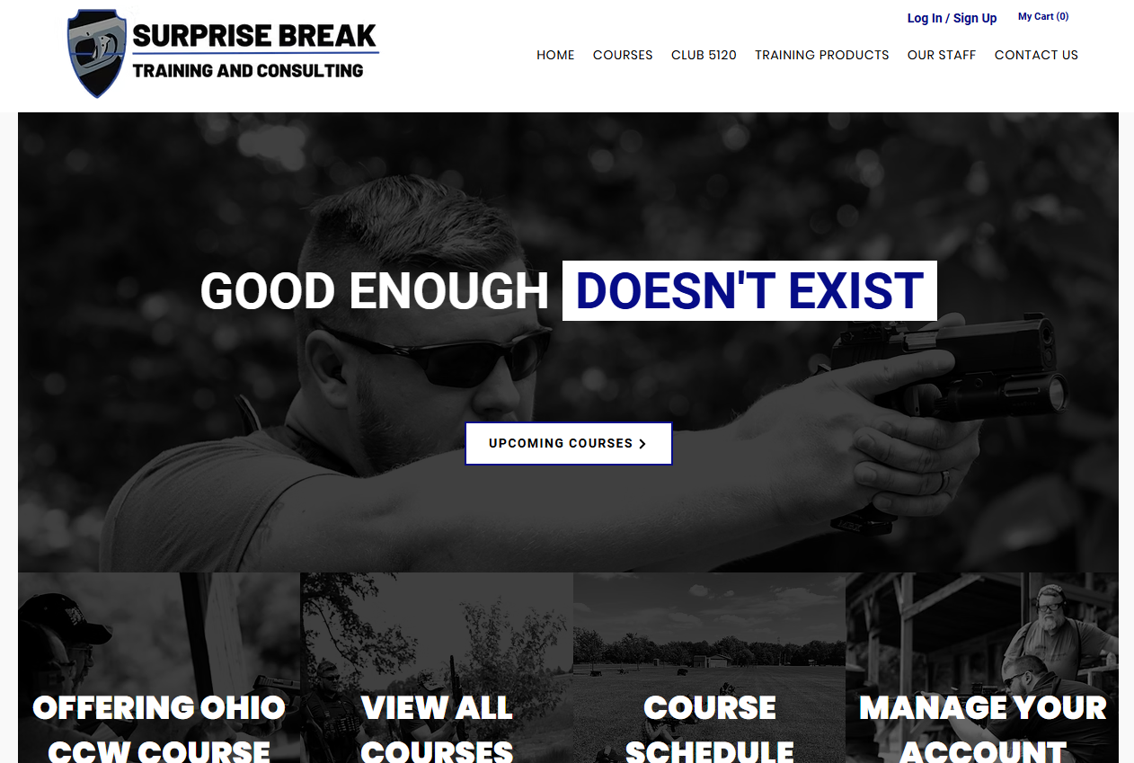 Surprise Break Firearms website screenshot